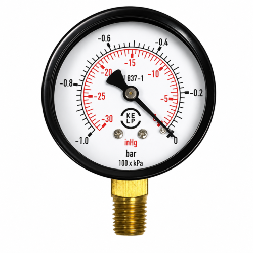 Vacuómetro KELP (63mm) -30-0PSI/-1-0B Conexión Inferior Bronce 1/4 NPT