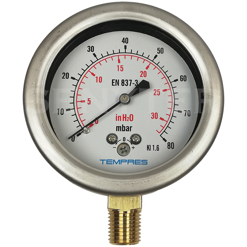 Manómetro TEMPRES DN 2.5" (63 mm) 0–700 BAR / 0–10.000 PSI Conexión Inferior 1/4" NPT BOTTOM INOX BRONZE