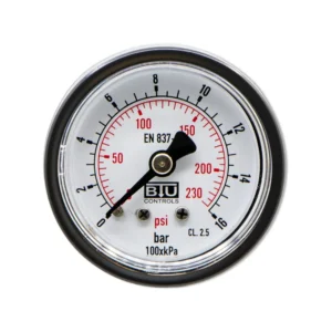Manometro KELP (40mm) 0-230PSI/0-16B Conexión Posterior Bronce 1/8 NPT