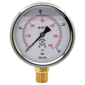 Manómetro KELP (100 mm) 0–40 bar / 0–600 PSI Conexión inferior 1/2" NPT