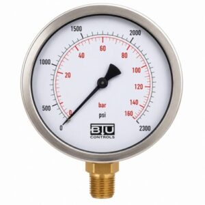 Manómetro BTU (100mm) 0 +160 bar / 0 + 2300 psi Conexión Inferior 1/2 NPT FULL INOX