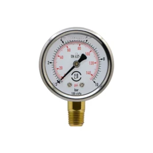 Manómetro KELP (100mm) 0-140PSI/0-10BAR Conexión Inferior Bronce 1/2 NPT