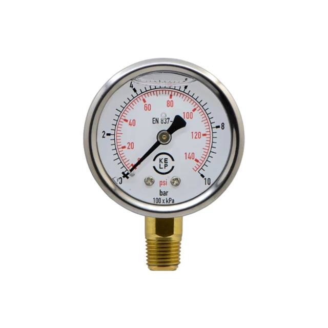 Manómetro KELP (100mm) 0-140PSI/0-10BAR Conexión Inferior Bronce 1/2 NPT