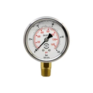 Manómetro Análogo con Glicerina de 0 a 100 Bar / 0 a 1400 PSI