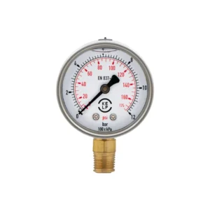 Manómetro Análogo con Glicerina KELP 0–12 Bar / 0–180 PSI Conexión Inferior de 1/4" NPT