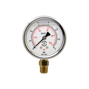 Manómetro Análogo con Glicerina KELP 0–7 BAR / 0–100 PSI Conexión 1/4" NPT