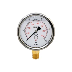 Manómetro KELP (100 mm) 0–350 PSI / 0–25 BAR Conexión Inferior 1/2 Bronce NPT