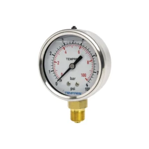 Manómetro TEMPRES DN 2.5" (63 mm) 0–7 BAR / 0–100 PSI Conexión Inferior 1/4" NPT BOTTOM INOX BRONCE