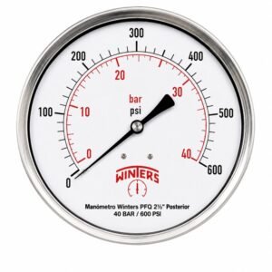 Manómetro Winters PFQ 2½" Posterior 40 BAR / 600 PSI