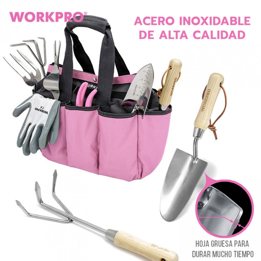 Juego de Herramientas de Jardín WORKPRO 7 Piezas con Bolso Organizador - Imagen 2